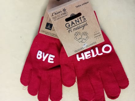 Handschoenen - Tienerhandschoenen - Rood - "HELLO" en "BYE" - 10 tot 14 jaar