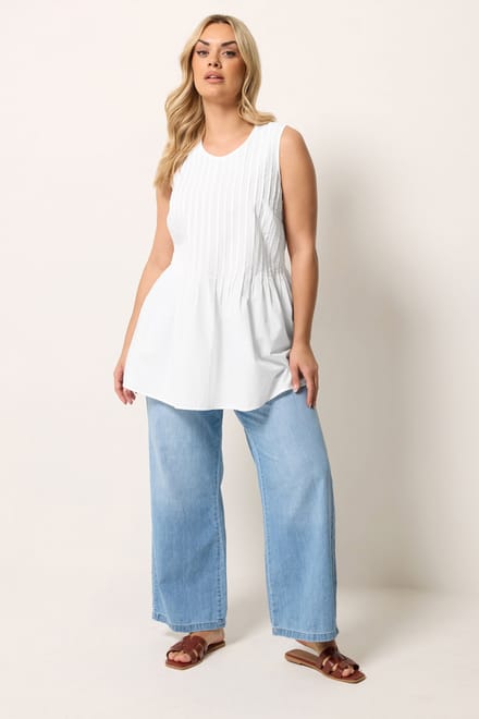 Yours Witte Geplooide Peplum Camitop Size 42