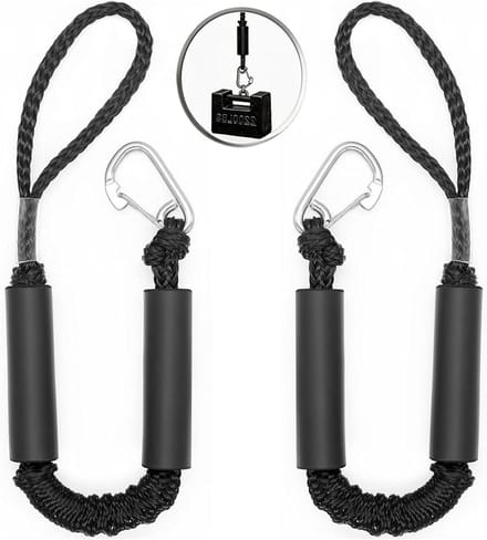 Bungee Dock Lijnen - Boot Touw Meertouw - Boot Beveiligen - Schokabsorberend Ontwerp - 2 Voet - Zwart