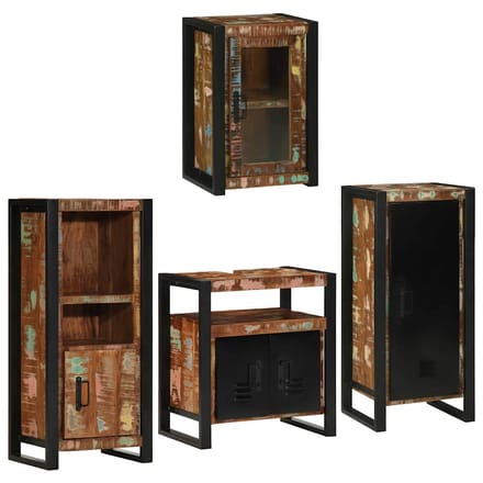 vidaXL - Badkamermeubel - Set - 4 - st - Multikleur - Massief - hergebruikt - hout