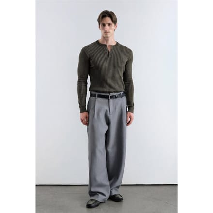 Slim Fit Knopkraag Lange Mouwen T-Shirt