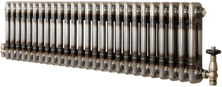 Kolomradiator - 2-kolom 300x1190 mm - ruw metaal - incl. kraan