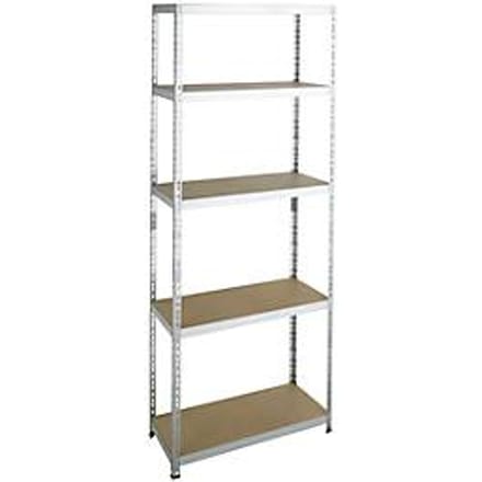 Legbordstelling - zware belasting - complete stelling - met 5 legborden - B 920 x D 300 x H 2400 mm - gegalvaniseerd