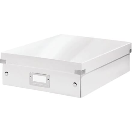 Leitz Wow Click & Store Middelgrote Opbergdoos - 85% Gerecycled Karton - Ruimtebesparende Sorteerdoos met Vakjes - 28.1 x 10 x 37 Cm (BxHxD) - Wit