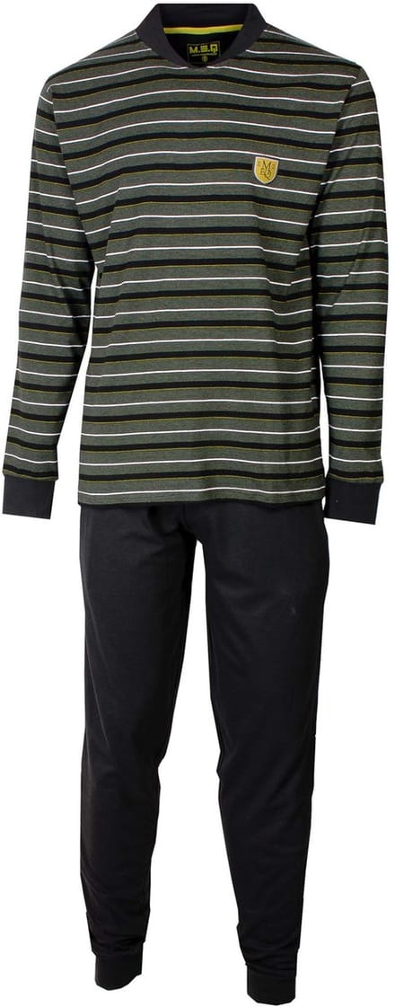 MEQ Heren Pyjama - Pyjama Set - 100% Gekamde Katoen - Zwart - Maat S