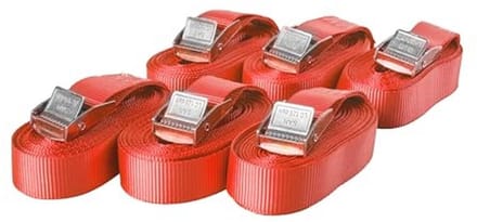 Spanbanden met Klemsluiting, 6 Stuks, 250 kg Belastbaar, 6 m x 25 mm, Rood