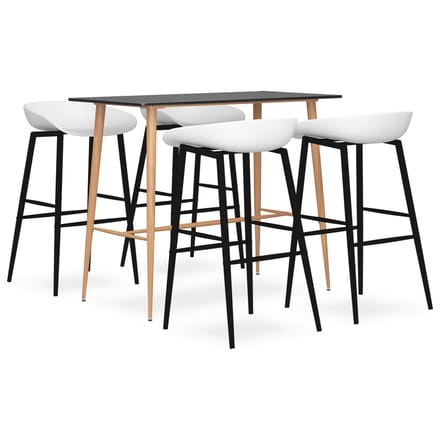 vidaXL - 5-delige - Barset - zwart - en - wit