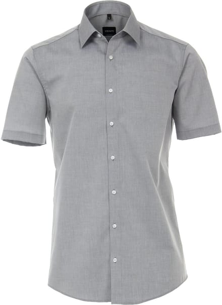 VENTI modern fit overhemd - korte mouw - popeline - grijs - Strijkvriendelijk - Boordmaat: 38 (EU maat: S)