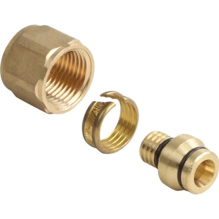 Henco 13 overgangskoppeling - 16 mm knel x Cu 15 mm messing