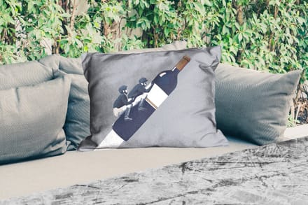 Buitenkussens - Fles - Mannen - Vintage - 60x40 cm - Weerbestendig