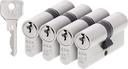 AXA Dubbel Cilinderslot - 30/30 mm - Security - Veiligheidscilinder Vernikkeld - SKG2 - incl. 12 sleutels
