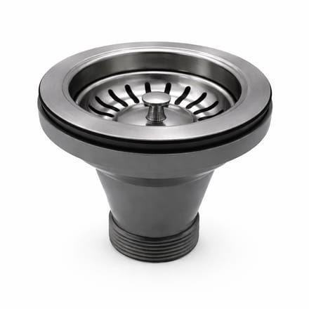 Waterval Korfplugset 114 mm – Zonder Overloop – RVS 304 – G1½ – Universele Gootsteenplug set – Gunmetal Grey