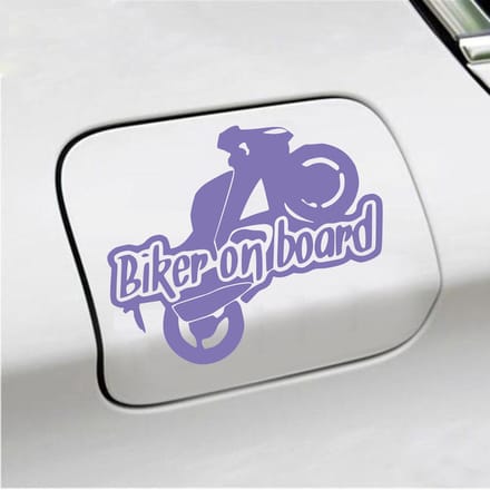 Bumpersticker - Biker On Board - 11,9 X 14,8 - Paars