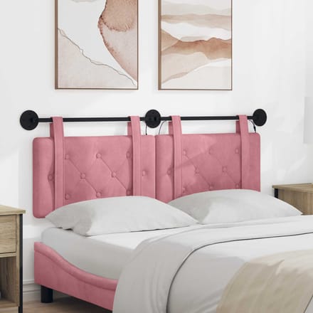 vidaXL - Hangend - hoofdbord - Met - LED-verlichting - Roze - Fluweel