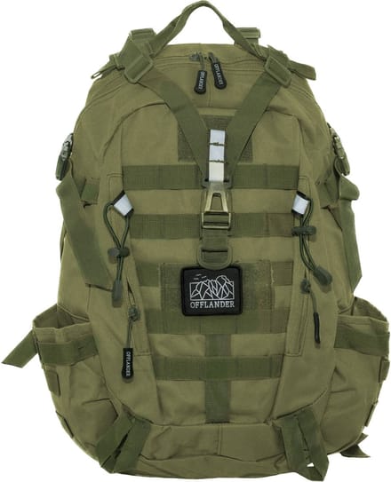 Offlander Survival Trekker 25L - Rugzak - Groene Nylon - Waterdicht - Laptopvak