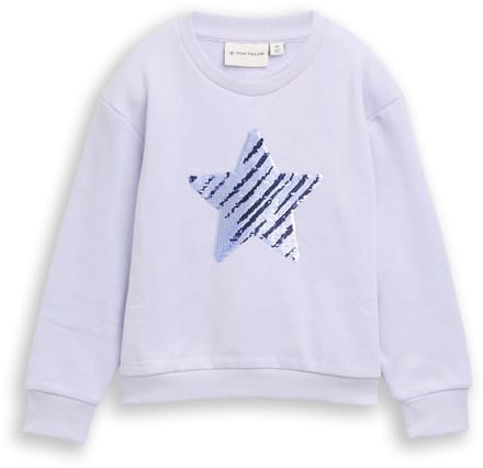 Tom Tailor - Cropped sweatshirt met omkeerbare pailletten - Maat 92/98 - light lavender