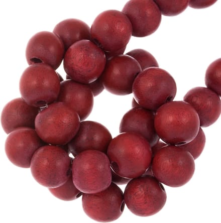 Houten Kralen Vintage Look (12 mm) Burgundy Red (70 stuks)