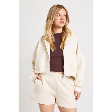 boohoo Dames Petite Sweatshort Met Hoge Taille En Interne Trekkoord | Ecru | Maat: Medium