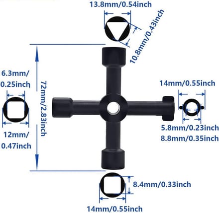 Multifunctionele Radiator Sleutel - 4-Way Utility Tool voor Onderhoud van Apparatuur en Kasten