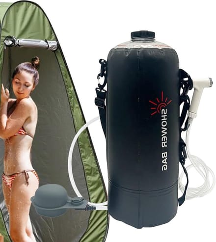 Camping Douche Zak - Draagbare Douche - Buiten Douchen - Zonne Verwarming - 12 Liter - Zwart