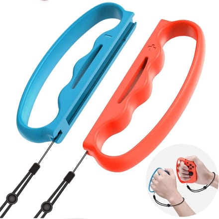 DrPhone PowerGrip – N-Switch Hand Grip Voor Boxing Games – Met Polsbandje – N-Switch – Accessoires – Rood/Blauw