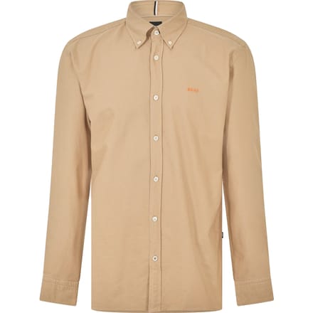 Boss Heren Knoop Overhemd Met Lange Mouwen (Licht Beige)