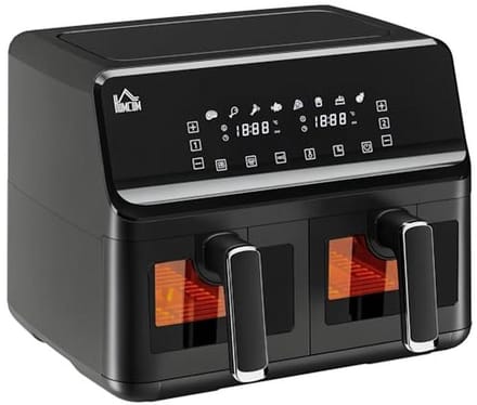 8-in-1 Airfryer met 2 Kamers en Temperatuurinstelling van 80-200°C, 2500W, Antiaanbaklaag en Digitale Timer