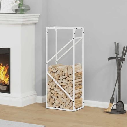 Houtrek - Houtopslag - Haardhout Opslag - Robuuste Standaard - 40x25x100 cm - Wit