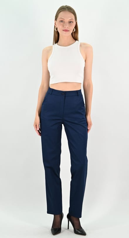 YesMooi - Rechte Broek met middelhoge taille - Navy - M (38)