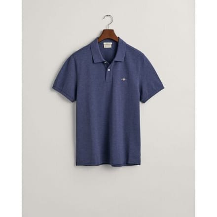 Gant Polo Fine Shield Short Sleeve Piqué Uni Dark Jeansblue Melange / male