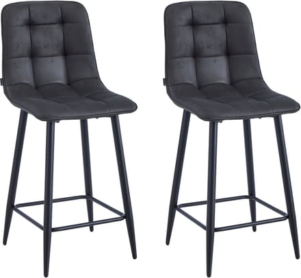 Colenis® - Luciano Barkruk - Set Van 2 - Antraciet - Microfiber Stof - Microvezel - Industrieel