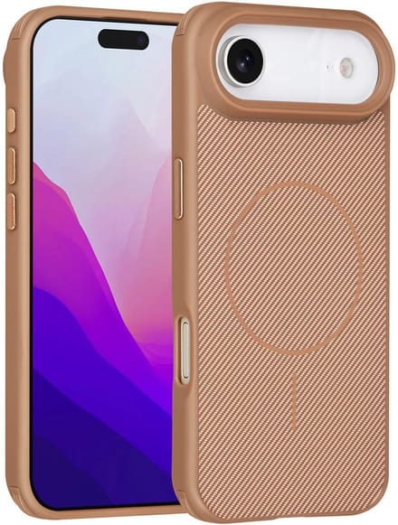 TUNIQ Back cover voor iPhone 17 Air - MagSafe - Carbon Fiber - Antishock - Goud