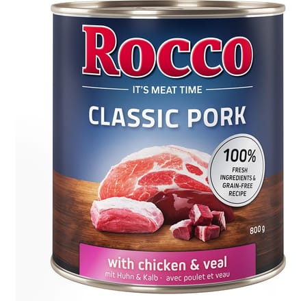 12x800g Kip & Kalf Classic Pork Rocco Hondenvoer