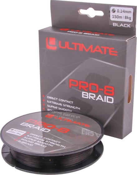 Ultimate Pro-8 Braid 0.14mm 8kg 150m Black - Gevlochten Lijn