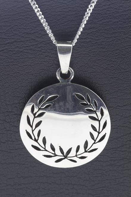 Zilveren Lauwerkrans Laurierkrans ketting hanger