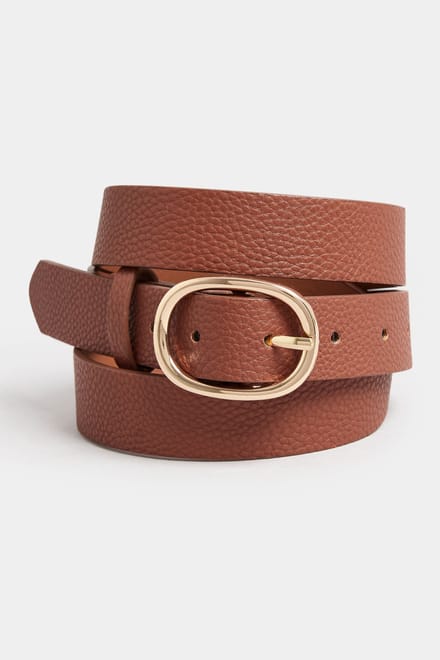 Yours Riem Met Ovale Gesp En Textuur In Bruin/Goudsize 52-54