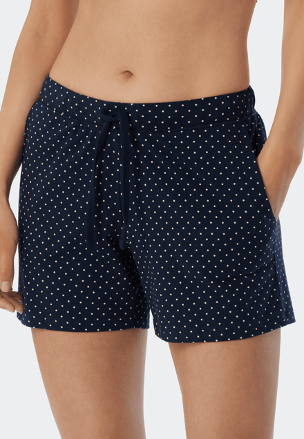 SCHIESSER Mix+Relax loungebroek kort - dames broek kort gestipt donkerblauw