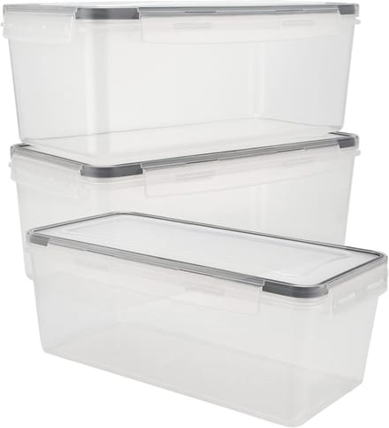 3 Pack 2.3L Luchtdichte Voedselopslagdozen, Transparante Stapelbare Plastic Container voor Pasta en Spaghetti met Deksel