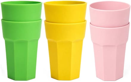 Plasticforte onbreekbare drinkglazen - 6x stuks - kunststof/plastic - mix van 3 kleuren - 520 ml - 13 cm