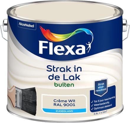 Flexa - Strak In De Lak Buitenlak Zijdeglans - Crème Wit / Ral 9001 - 2,5 L