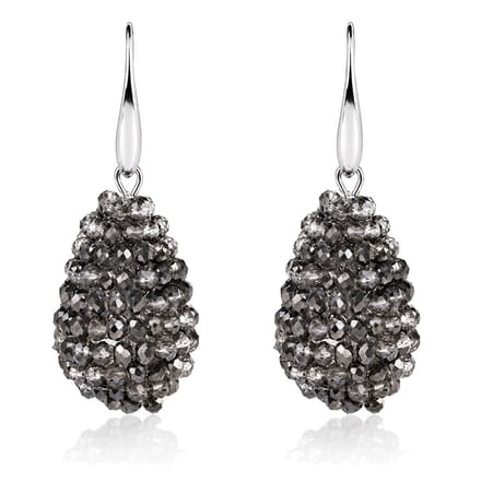 Cilla Jewels Druppel oorhangers Kristal Antraciet