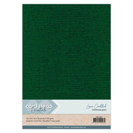 100 vel Kerstgroen A4 Linnenkarton 240 grams - 21 x 29,7 cm - Gratis verzonden