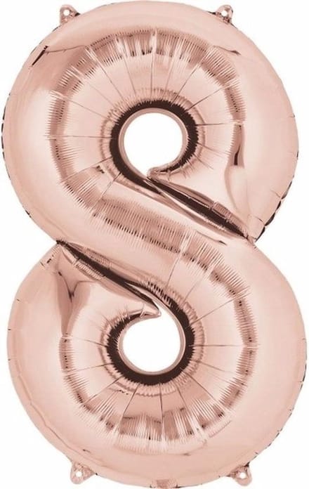 New Age Devi - Folieballon Cijferballon Rose Goud - getal 8 - 41cm