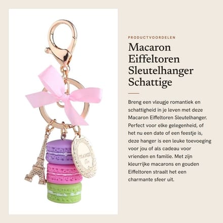 Dailygoods- Sleutelhanger Eiffeltoren - Macaron Design - Hars/Legering - Tas Hanger - Accessoire - Totale Lengte 120 mm - Tasaccessoire