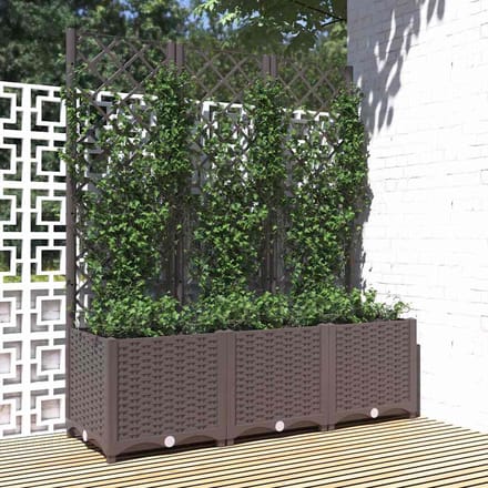 vidaXL - Plantenbak - met - trellis - bruin - 120x40x136 - cm - PP