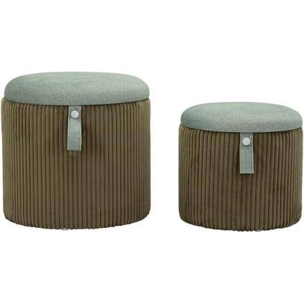 Opbergkruk Puff With Storage Bolzano Green Set 2 Pcs Ø 38×38 cm