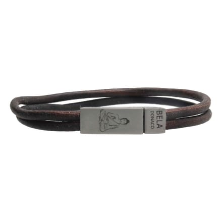 Armband Business line W7 - Buddha - RVS - vintage bruin leder