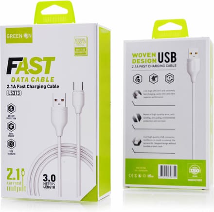 Oplaadkabel - USB-C - Apparaten met een USB-C aansluiting - 3 Meter - Green On