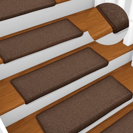 vidaXL - Trapmatten - 15 - st - 65x21x4 - cm - Bruin - Rechthoekige - Rand