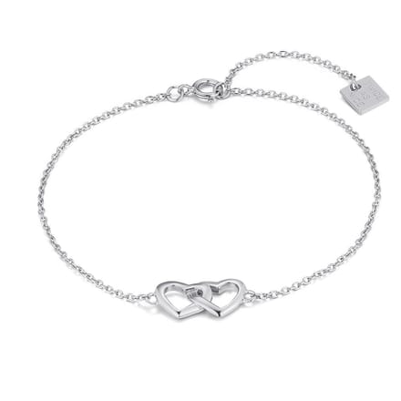 Twice As Nice Armband in zilver, dubbel open hart 16cm+3cm